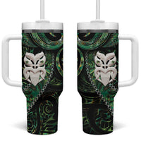 New Zealand Aotearoa Tumbler With Handle Maori Wheku Paua Shell Glitter Green