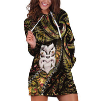 New Zealand Aotearoa Hoodie Dress Maori Wheku Paua Shell Glitter Gold LT05 Gold - Polynesian Pride