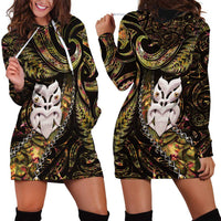 New Zealand Aotearoa Hoodie Dress Maori Wheku Paua Shell Glitter Gold LT05 - Polynesian Pride