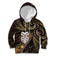 New Zealand Aotearoa Kid Hoodie Maori Wheku Paua Shell Glitter Gold