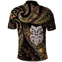 New Zealand Aotearoa Polo Shirt Maori Wheku Paua Shell Glitter Gold