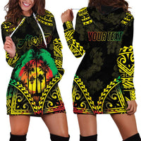 Aloha Tropical Palm Trees Hoodie Dress Reggae Polynesian Pattern