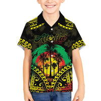 Aloha Tropical Palm Trees Kid Hawaiian Shirt Reggae Polynesian Pattern LT05 Kid Black - Polynesian Pride