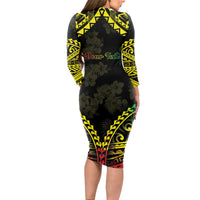 Aloha Tropical Palm Trees Long Sleeve Bodycon Dress Reggae Polynesian Pattern LT05 - Polynesian Pride