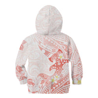 Polynesia Hammerhead Shark Kid Hoodie Tropical Flowers Tribal Pattern Peach