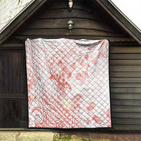 Polynesia Hammerhead Shark Quilt Tropical Flowers Tribal Pattern Peach LT05 - Polynesian Pride