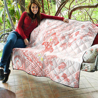 Polynesia Hammerhead Shark Quilt Tropical Flowers Tribal Pattern Peach LT05 - Polynesian Pride