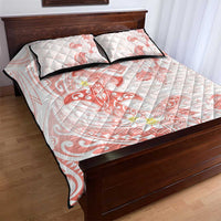 Polynesia Hammerhead Shark Quilt Bed Set Tropical Flowers Tribal Pattern Peach LT05 - Polynesian Pride