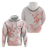 Polynesia Hammerhead Shark Zip Hoodie Tropical Flowers Tribal Pattern Peach LT05 - Polynesian Pride
