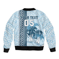 Custom Fiji Regatta Bomber Jacket Palm Tree Tapa Pattern - Polynesian Pride