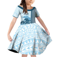 Custom Fiji Regatta Family Matching Off Shoulder Short Dress and Hawaiian Shirt Palm Tree Tapa Pattern - Polynesian Pride