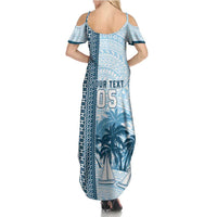 Custom Fiji Regatta Family Matching Summer Maxi Dress and Hawaiian Shirt Palm Tree Tapa Pattern - Polynesian Pride