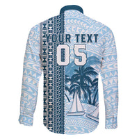 Custom Fiji Regatta Family Matching Tank Maxi Dress and Hawaiian Shirt Palm Tree Tapa Pattern - Polynesian Pride