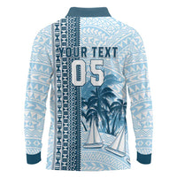 Custom Fiji Regatta Long Sleeve Polo Shirt Palm Tree Tapa Pattern - Polynesian Pride