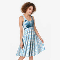 Custom Fiji Regatta Midi Dress Palm Tree Tapa Pattern - Polynesian Pride