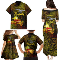 Personalized Happy Diwali Festival Family Matching Puletasi Dress and Hawaiian Shirt Diya Lamp Hibiscus Polynesian Pattern LT05 - Polynesian Pride