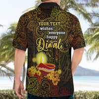 Personalized Happy Diwali Festival Hawaiian Shirt Diya Lamp Hibiscus Polynesian Pattern LT05 - Polynesian Pride
