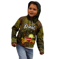 Personalized Happy Diwali Festival Kid Hoodie Diya Lamp Hibiscus Polynesian Pattern LT05 - Polynesian Pride