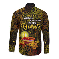 personalized-happy-diwali-festival-long-sleeve-button-shirt-diya-lamp-hibiscus-polynesian-pattern