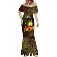 Personalized Happy Diwali Festival Mermaid Dress Diya Lamp Hibiscus Polynesian Pattern LT05 - Polynesian Pride