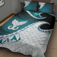 Aotearoa New Zealand Quilt Bed Set Maori Wera Paua Shell Teal Glitter