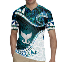 Aotearoa New Zealand Rugby Jersey Maori Wera Paua Shell Teal Glitter