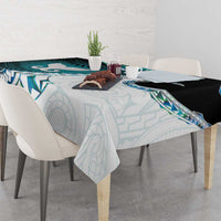 Aotearoa New Zealand Tablecloth Maori Wera Paua Shell Teal Glitter