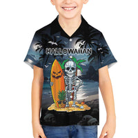 Personalised Hawaii Halloween Family Matching Off Shoulder Maxi Dress and Hawaiian Shirt Hallowaiian Skeleton Surf