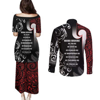 New Zealand Aotearoa Mana Wahine Couples Matching Puletasi and Long Sleeve Button Shirt