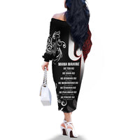 New Zealand Aotearoa Mana Wahine Family Matching Off The Shoulder Long Sleeve Dress and Hawaiian Shirt