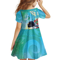 New Zealand Tomtit Family Matching Off The Shoulder Long Sleeve Dress and Hawaiian Shirt Maori Koru With Pohutukawa Galaxy Style LT05 - Polynesian Pride