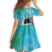 New Zealand Tomtit Family Matching Off Shoulder Short Dress and Hawaiian Shirt Maori Koru With Pohutukawa Galaxy Style LT05 - Polynesian Pride