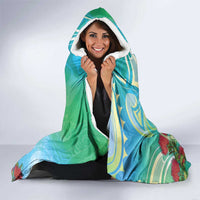New Zealand Tomtit Hooded Blanket Maori Koru With Pohutukawa Galaxy Style - Polynesian Pride
