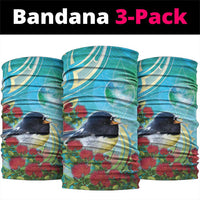 New Zealand Tomtit Neck Gaiter Maori Koru With Pohutukawa Galaxy Style - Polynesian Pride