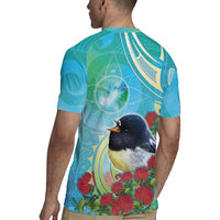 New Zealand Tomtit Rugby Jersey Maori Koru With Pohutukawa Galaxy Style - Polynesian Pride