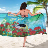 New Zealand Tomtit Sarong Maori Koru With Pohutukawa Galaxy Style - Polynesian Pride