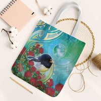 New Zealand Tomtit Tote Bag Maori Koru With Pohutukawa Galaxy Style - Polynesian Pride