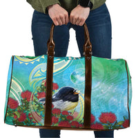 New Zealand Tomtit Travel Bag Maori Koru With Pohutukawa Galaxy Style - Polynesian Pride