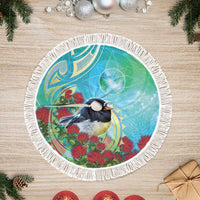 New Zealand Tomtit Tree Skirt Maori Koru With Pohutukawa Galaxy Style - Polynesian Pride