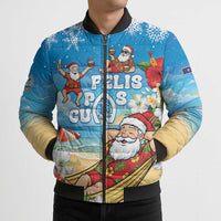 Guam Christmas Bomber Puffer Jacket Felis Pasgua Chilling Santa - Polynesian Pride