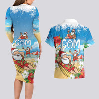 Guam Christmas Couples Matching Long Sleeve Bodycon Dress and Hawaiian Shirt Felis Pasgua Chilling Santa - Polynesian Pride