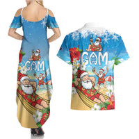 Guam Christmas Couples Matching Summer Maxi Dress and Hawaiian Shirt Felis Pasgua Chilling Santa - Polynesian Pride