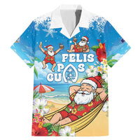 Guam Christmas Family Matching Mermaid Dress and Hawaiian Shirt Felis Pasgua Chilling Santa LT05 Dad's Shirt - Short Sleeve Blue - Polynesian Pride