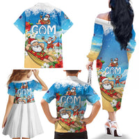 Guam Christmas Family Matching Off The Shoulder Long Sleeve Dress and Hawaiian Shirt Felis Pasgua Chilling Santa LT05 - Polynesian Pride