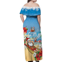 Guam Christmas Family Matching Off Shoulder Maxi Dress and Hawaiian Shirt Felis Pasgua Chilling Santa - Polynesian Pride