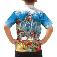 Guam Christmas Family Matching Off Shoulder Short Dress and Hawaiian Shirt Felis Pasgua Chilling Santa LT05 - Polynesian Pride
