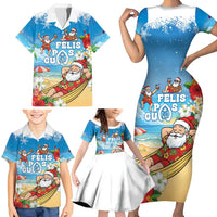 Guam Christmas Family Matching Short Sleeve Bodycon Dress and Hawaiian Shirt Felis Pasgua Chilling Santa LT05 - Polynesian Pride