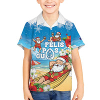 Guam Christmas Family Matching Summer Maxi Dress and Hawaiian Shirt Felis Pasgua Chilling Santa LT05 Son's Shirt Blue - Polynesian Pride