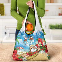 Guam Christmas Grocery Bag Felis Pasgua Chilling Santa - Polynesian Pride