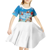 Guam Christmas Kid Short Sleeve Dress Felis Pasgua Chilling Santa - Polynesian Pride